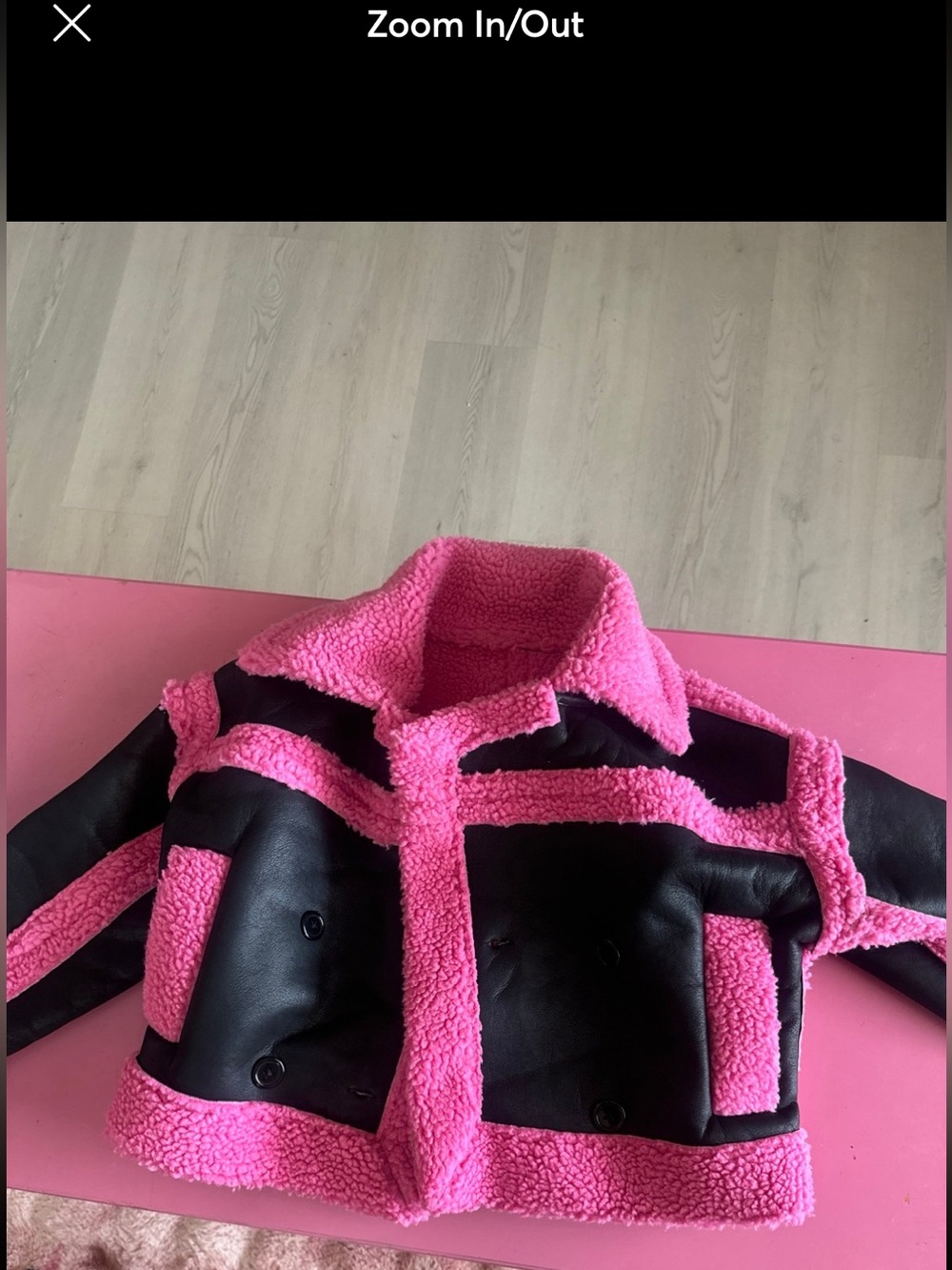 Womens Pink & Black Sherpa Jacket